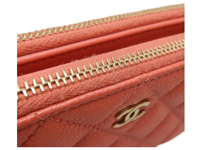 Chanel Pink CC gestepptes Caviar Double Zip Clutch mit Kette - Ansicht 11