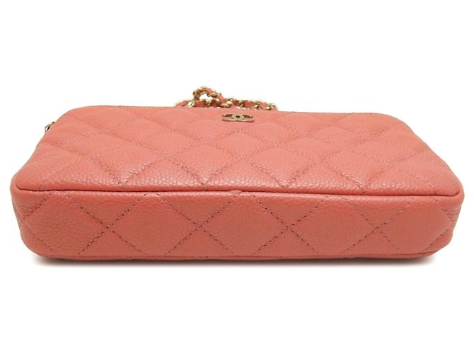 Chanel Pink CC gestepptes Caviar Double Zip Clutch mit Kette - Ansicht 3