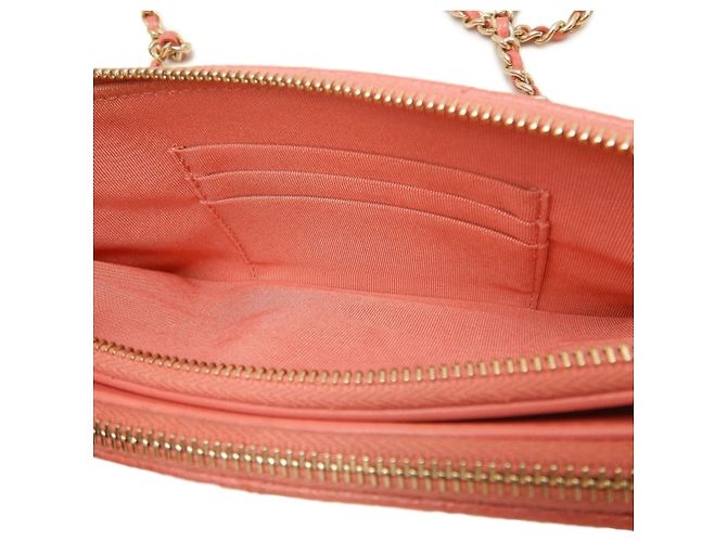 Chanel Pink CC gestepptes Caviar Double Zip Clutch mit Kette - Ansicht 4