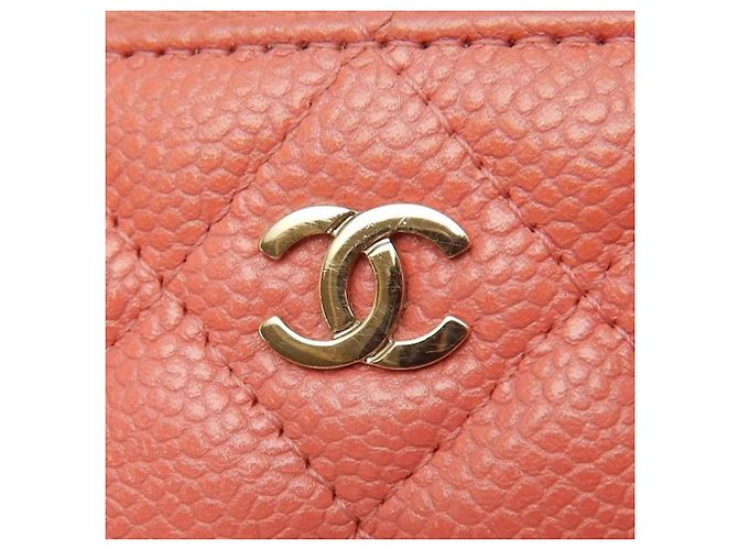 Chanel Pink CC gestepptes Caviar Double Zip Clutch mit Kette - Ansicht 7