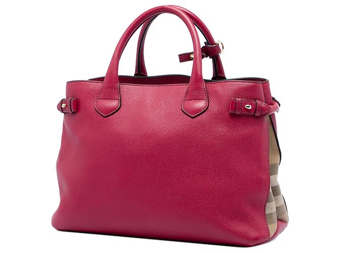 Borsa a tracolla Burberry Red in pelle e tela House Check, misura Medium Rosso - vista 2