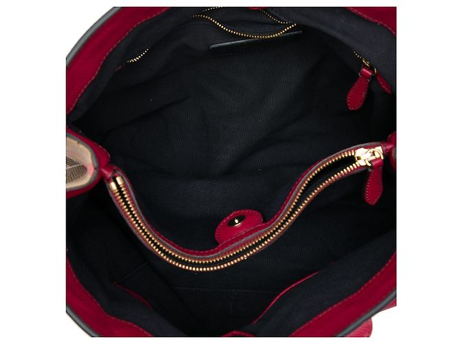 Borsa a tracolla Burberry Red in pelle e tela House Check, misura Medium Rosso - vista 4