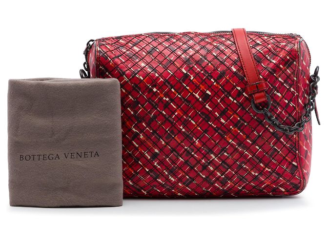 Borsa a tracolla in pelle rossa stampata Bottega Veneta Rosso - vista 7