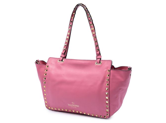 Borsa Valentino Pink Small Leather Rockstud Trapeze Rosa - vista 2