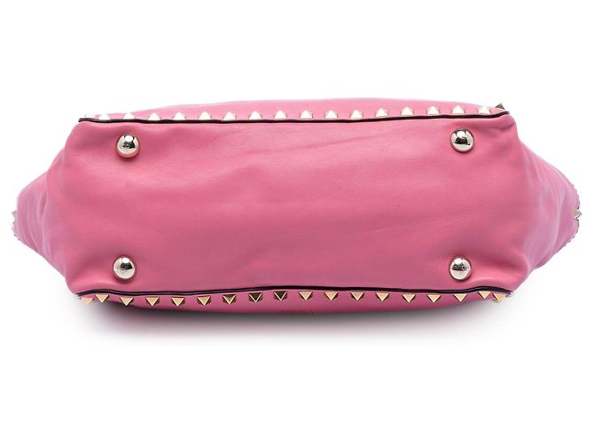 Borsa Valentino Pink Small Leather Rockstud Trapeze Rosa - vista 3