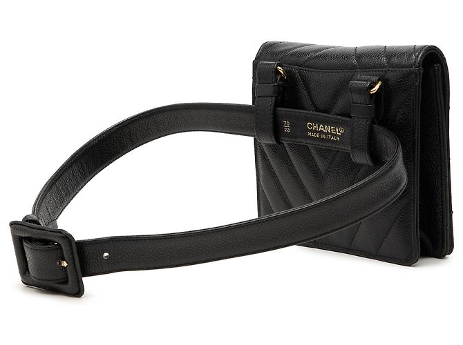 Bolsa de cintura Chanel Black CC Chevron Caviar Preto - vista 2