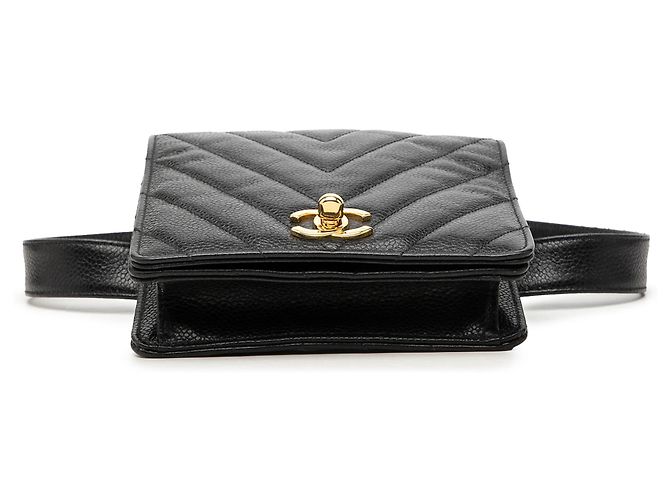 Bolsa de cintura Chanel Black CC Chevron Caviar Preto - vista 3