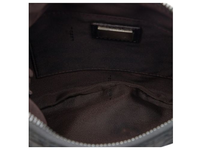 Borsa a tracolla Fendi in tela Zucchino nera e color Oyster - vista 4