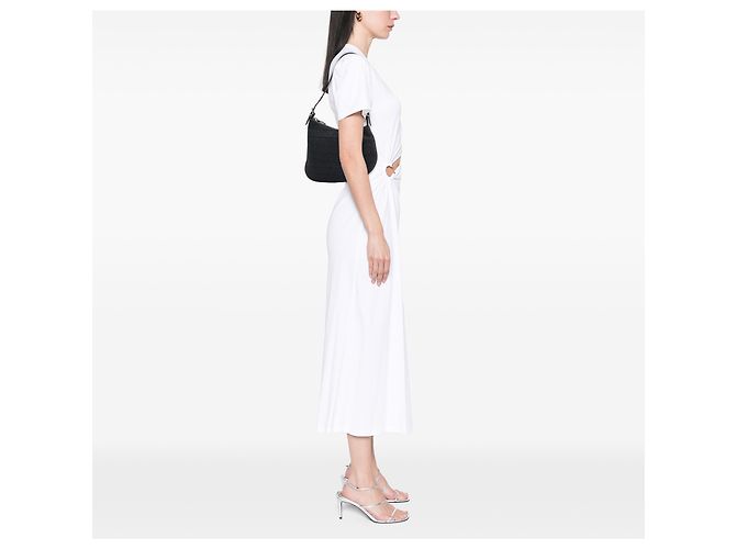 Borsa a tracolla Fendi in tela Zucchino nera e color Oyster - vista 6