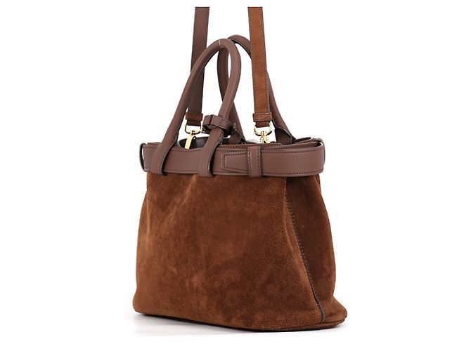 Borsa in scamosciato media Prada Marrone - vista 2