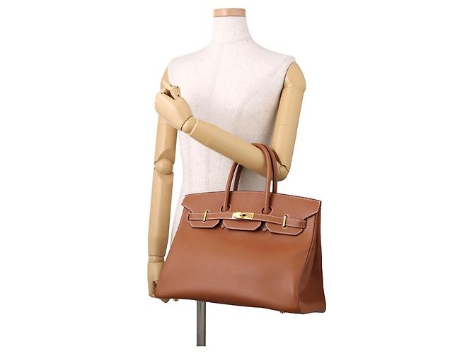 Hermès Borsa Hermes Birkin 35 in pelle Gold Courchevel Marrone D'oro - vista 4