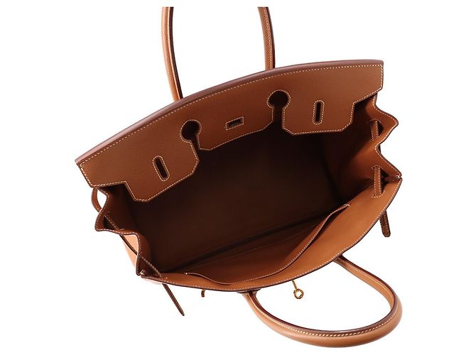 Hermès Borsa Hermes Birkin 35 in pelle Gold Courchevel Marrone D'oro - vista 5