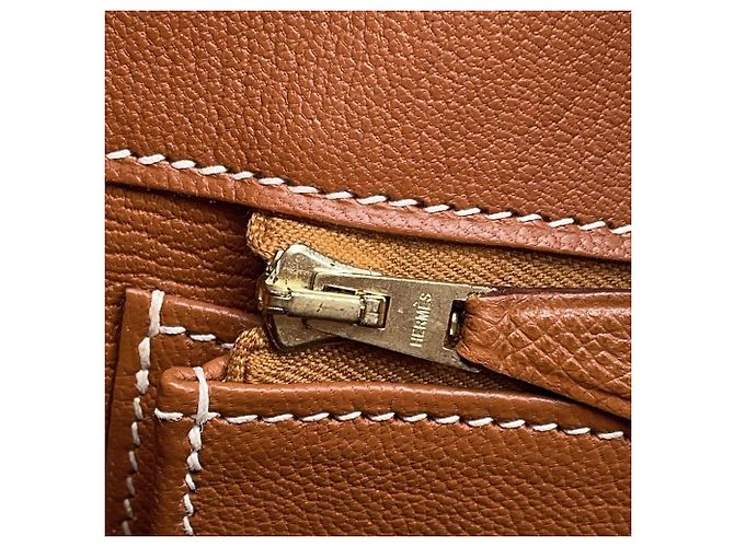 Hermès Borsa Hermes Birkin 35 in pelle Gold Courchevel Marrone D'oro - vista 9