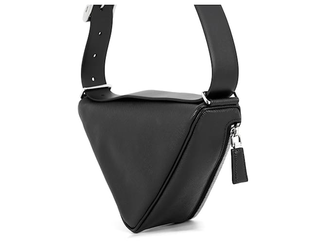 Borsa a tracolla Prada Triangle in pelle Saffiano nera Nero - vista 2