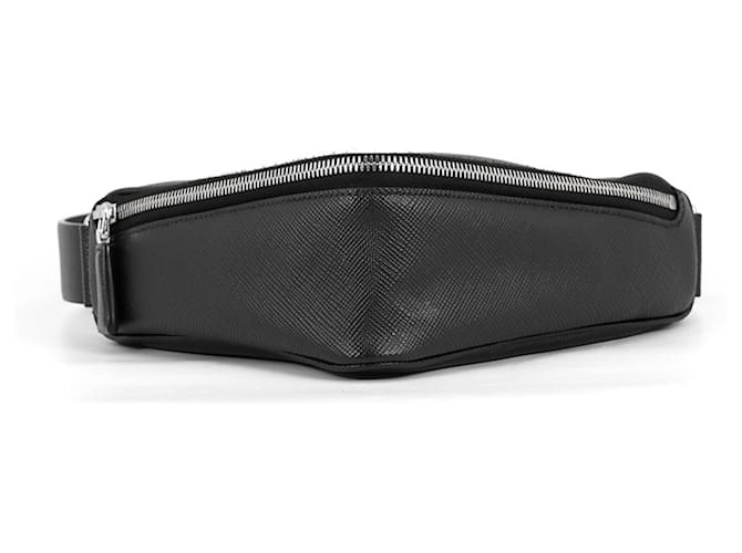 Borsa a tracolla Prada Triangle in pelle Saffiano nera Nero - vista 3