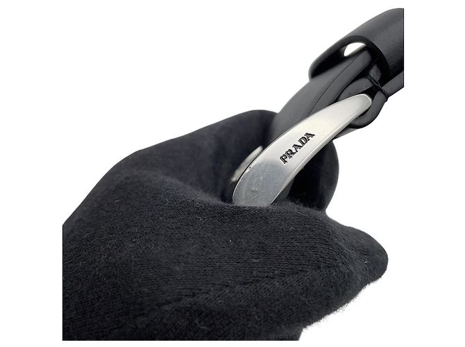 Borsa a tracolla Prada Triangle in pelle Saffiano nera Nero - vista 9
