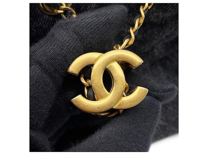 Borsa a Spalla Chanel Black Denim Chain Nero - vista 10