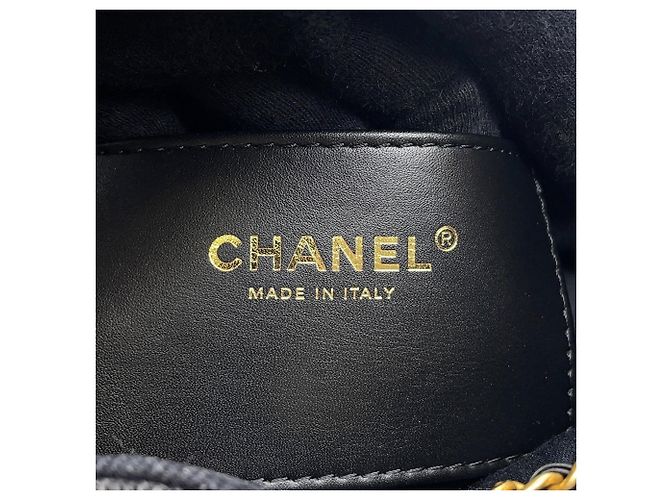 Borsa a Spalla Chanel Black Denim Chain Nero - vista 12