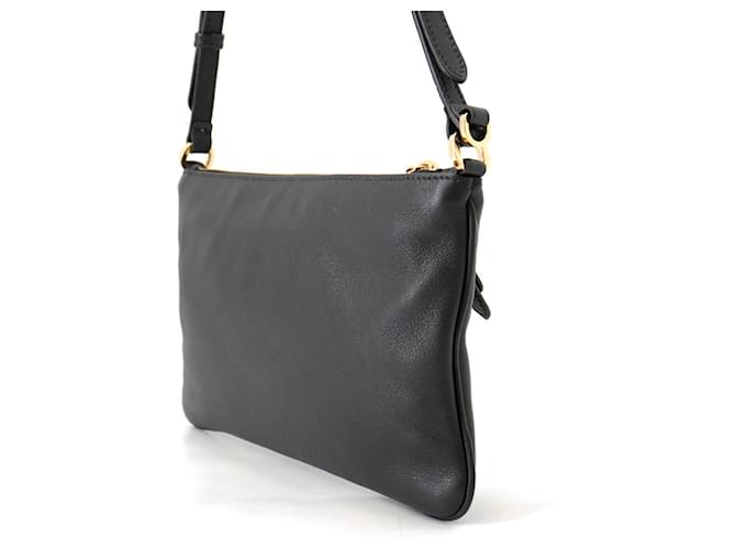 Borsa a tracolla in pelle Prada Triangle Nero - vista 2
