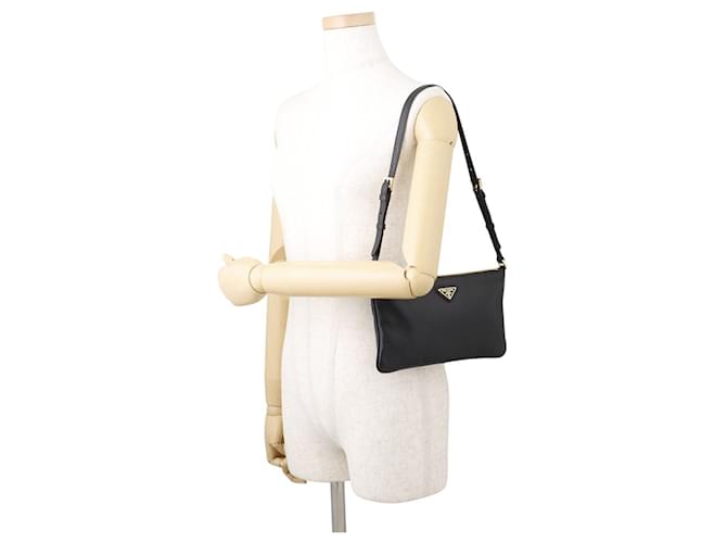 Borsa a tracolla in pelle Prada Triangle Nero - vista 4