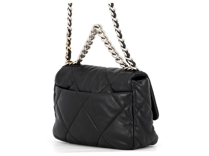 Borsa a tracolla Chanel 19 Flap in agnello Nero - vista 2