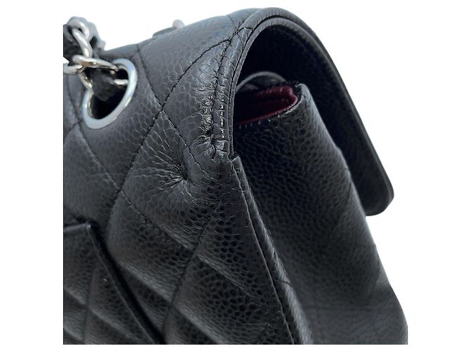 Borsa a tracolla con catena in pelle di vitello martellata nera Chanel Nero - vista 13