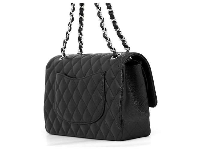 Borsa a tracolla con catena in pelle di vitello martellata nera Chanel Nero - vista 2
