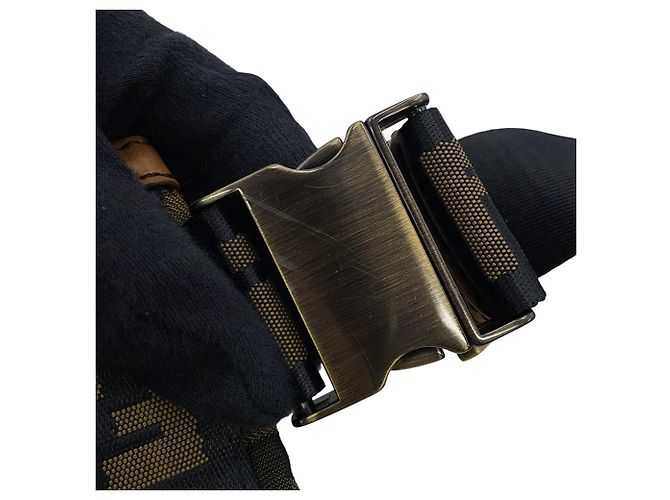 Zucca Borsa a tracolla Fendi in tela marrone - vista 10