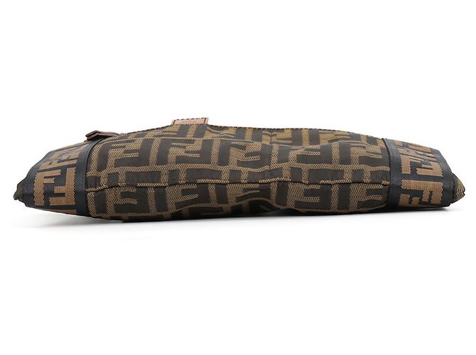Zucca Borsa a tracolla Fendi in tela marrone - vista 4