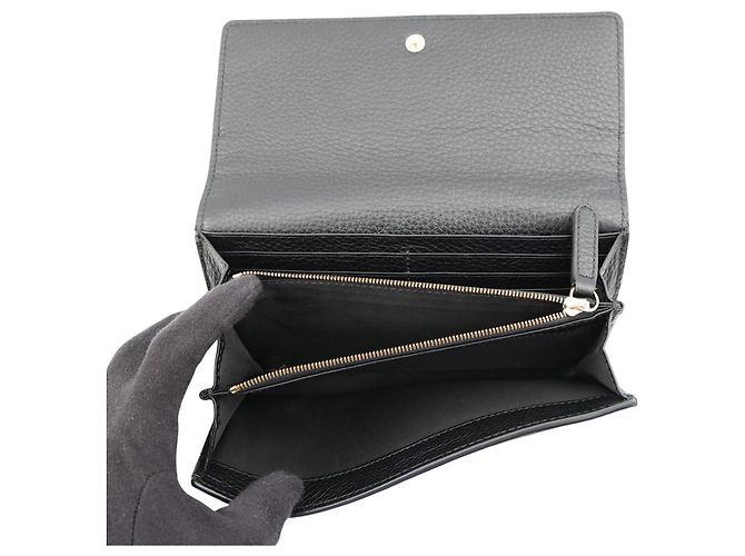 Gucci GG Emblem Continental Ledergeldbörse Schwarz - Ansicht 5