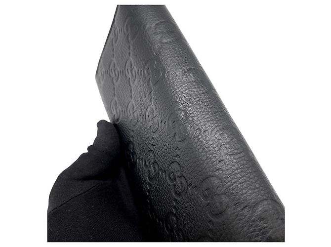 Gucci GG Emblem Continental Ledergeldbörse Schwarz - Ansicht 6