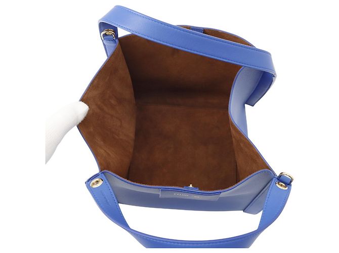 Céline Borsa in pelle Cubo Celine Blu - vista 6