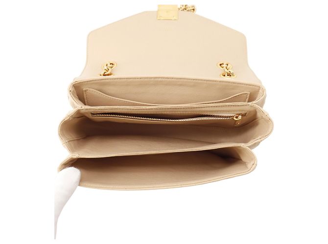 Céline Borsa a Spalla Celine Chain Shoulder Bag C Medium Trapuntata Beige - vista 6