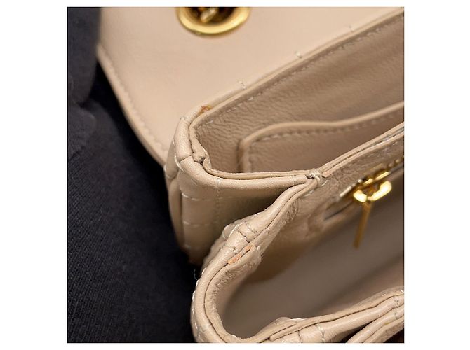 Céline Borsa a Spalla Celine Chain Shoulder Bag C Medium Trapuntata Beige - vista 9