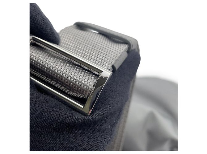 Piccola borsa Prada in nylon grigio e pelle Saffiano Marrone - vista 6