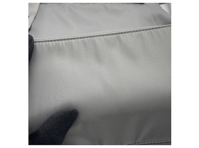 Piccola borsa Prada in nylon grigio e pelle Saffiano Marrone - vista 8