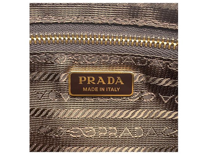Borsa a tracolla in pelle marrone Prada - vista 12