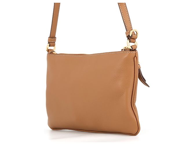 Borsa a tracolla in pelle marrone Prada - vista 2