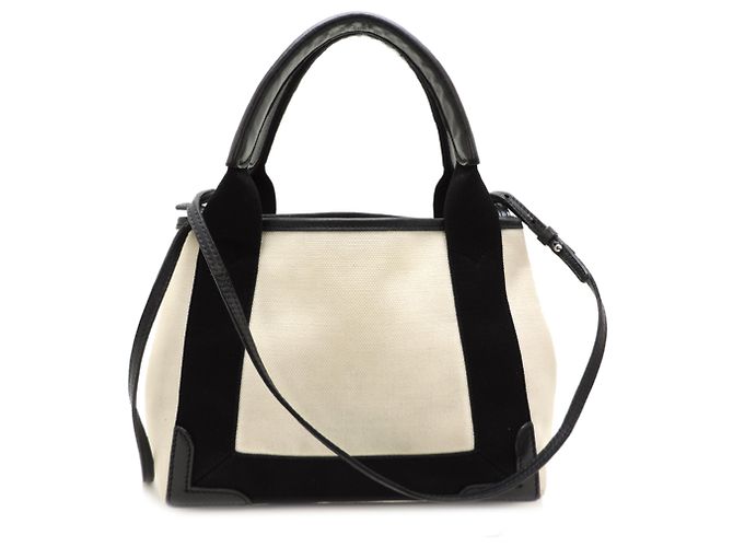 Everyday Borsa a mano Cabas XS blu navy da donna Balenciaga Nero Bianco - vista 2