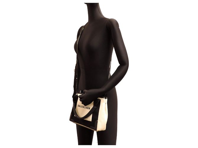 Everyday Borsa a mano Cabas XS blu navy da donna Balenciaga Nero Bianco - vista 9
