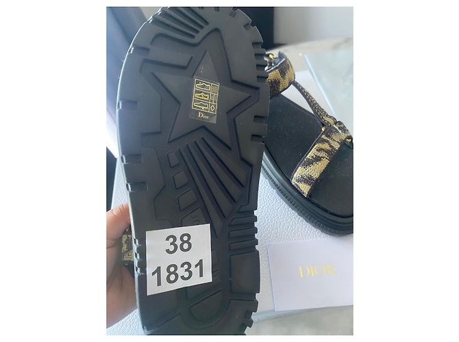Dior D-Moi Leopard Jacquard Canvas Flat Sandals Black Leopard print - view 2