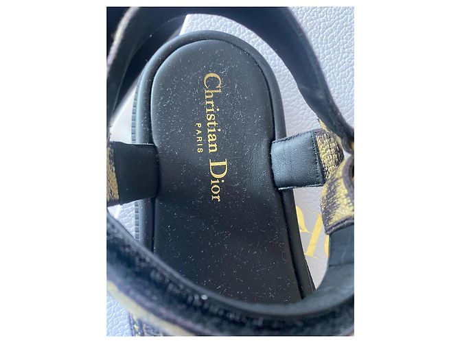 Dior D-Moi Leopard Jacquard Canvas Flat Sandals Black Leopard print - view 3