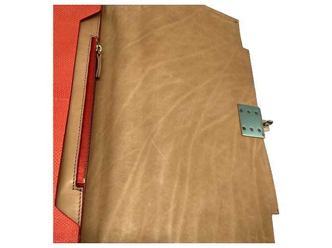 Lanvin Partition Tasche aus rotem Schlangenhautleder - Ansicht 9