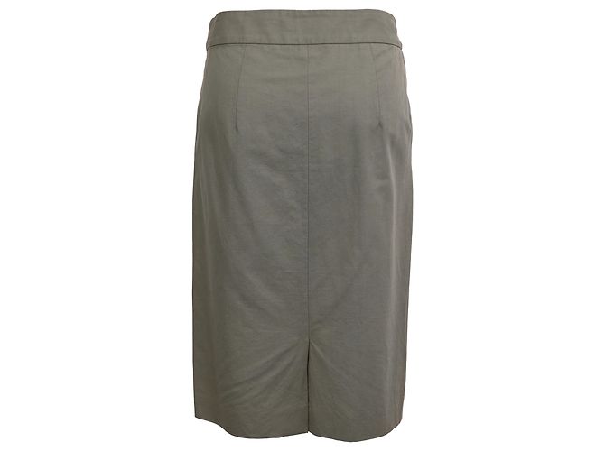 Falda plisada a la rodilla en algodón verde Dries Van Noten Caqui - vista 3