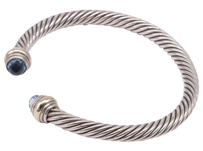 Pulseira David Yurman Cable Flex em Onyx azul em Prata de Lei Metálico - vista 2