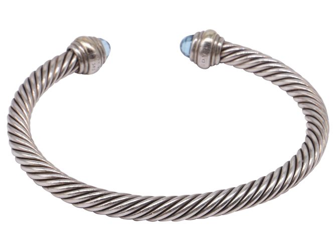 Pulseira David Yurman Cable Flex em Onyx azul em Prata de Lei Metálico - vista 3