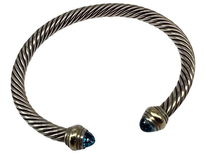 Pulseira David Yurman Cable Flex em Onyx azul em Prata de Lei Metálico - vista 4