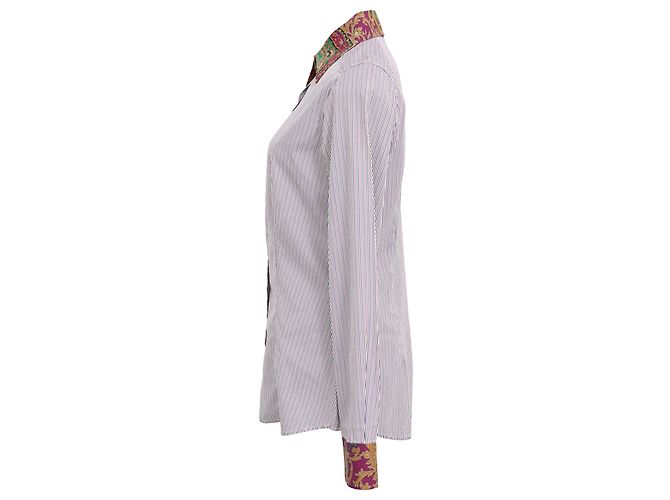 Camicia a maniche lunghe Etro con stampa paisley a righe in cotone multicolore - vista 2