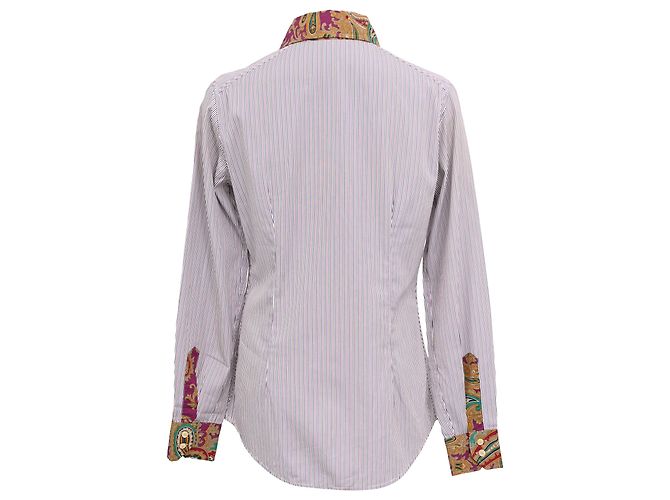 Camicia a maniche lunghe Etro con stampa paisley a righe in cotone multicolore - vista 3