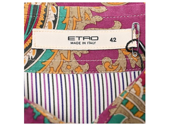 Camicia a maniche lunghe Etro con stampa paisley a righe in cotone multicolore - vista 4